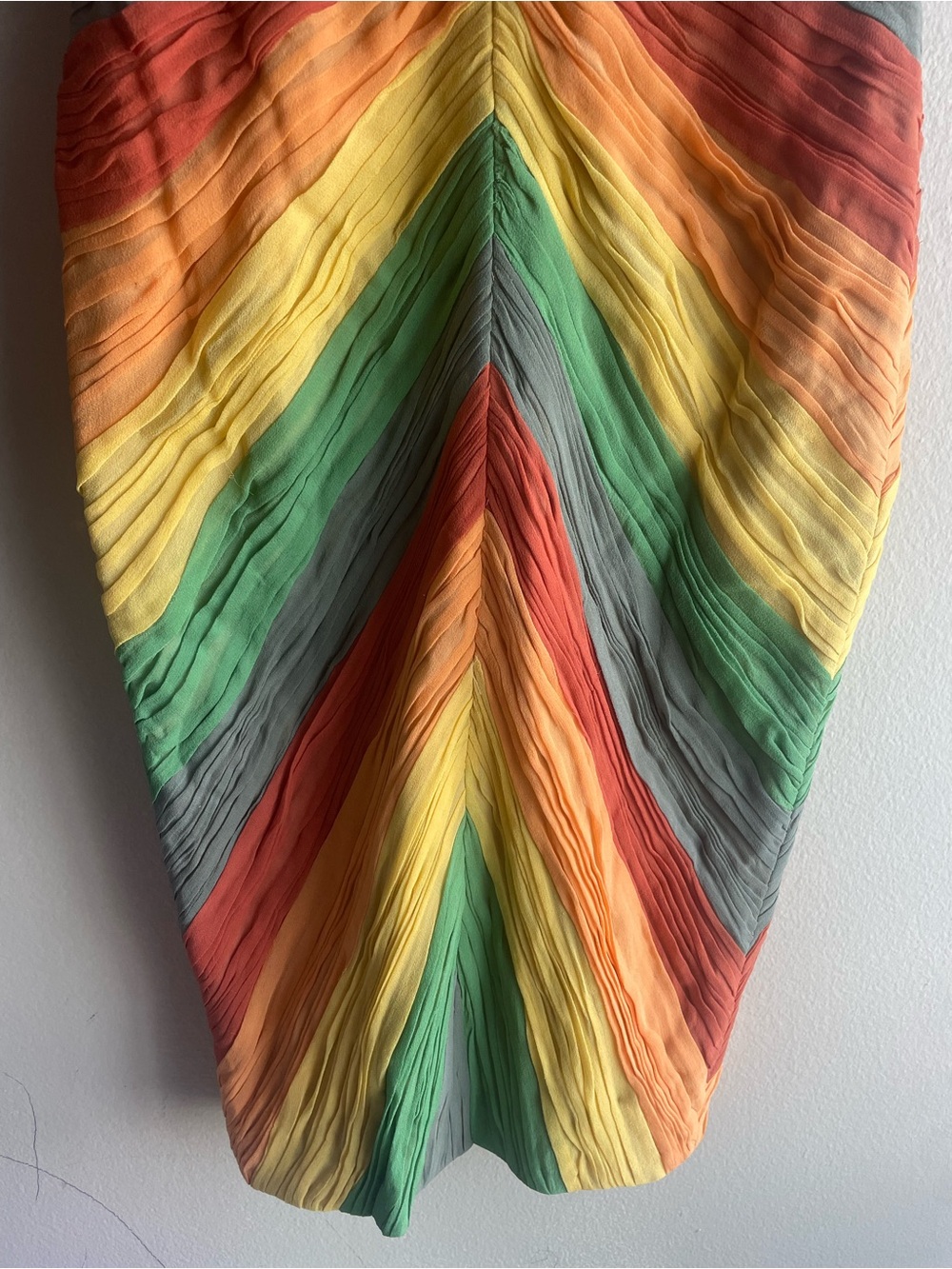New Mandalay 100% Silk Beaded Rainbow Chevron Sleeveless Dress Multi Cocktail 4 - Picture 4 of 16